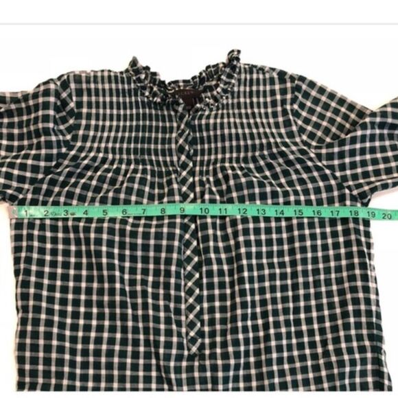 Green Plaid Ruffle Trim Long Sleeve Popover 000 - Picture 6 of 7